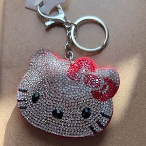 Kitty Sparkling Key Holder - Red and Silver